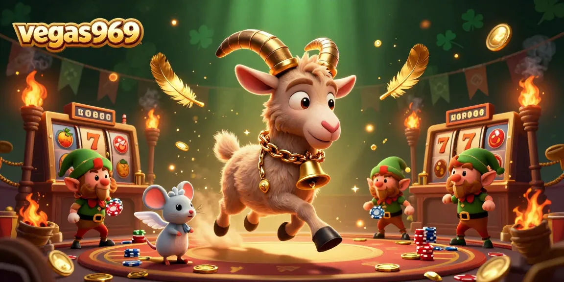 Experience the thrill of vegas969 with a lively casino scene featuring Krampus and mischievous gremlins.