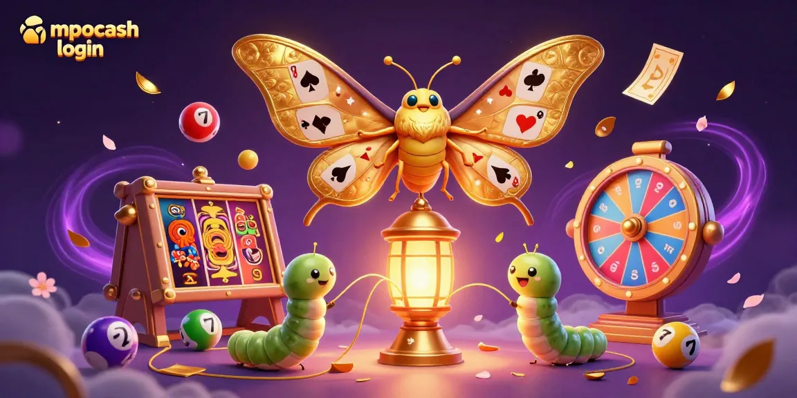 Experience the thrill of gaming with mpocash login, featuring an enchanting moth and vibrant casino elements.
