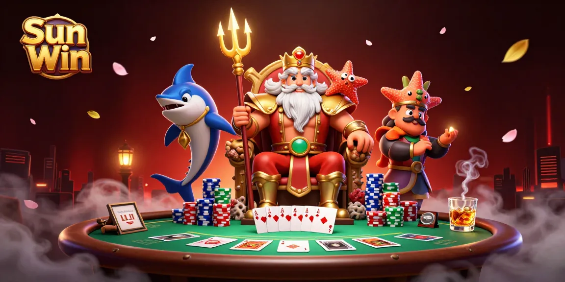 Experience thrilling gameplay with Sun Win, featuring Neptune in a vibrant casino scene packed with action.