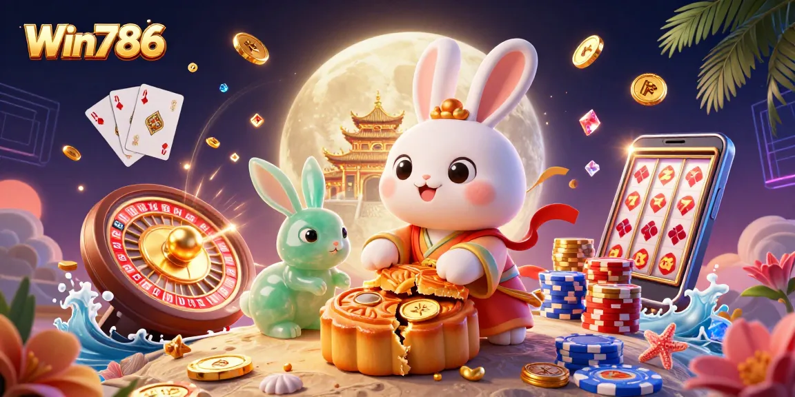 Experience the excitement of Win786 casino with vibrant visuals of gaming flair and festivities.