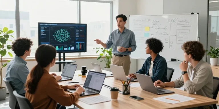 London business IT support team collaborating in a modern office, showcasing teamwork and technology solutions.