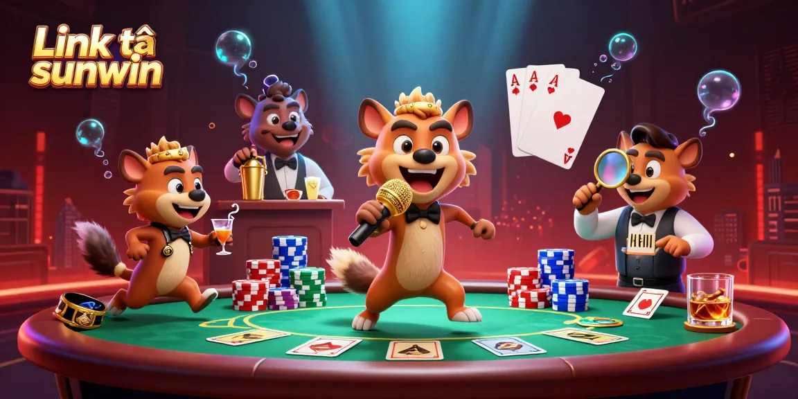 Experience the thrill of Link tải sunwin with this vibrant 3D casino illustration showcasing comedy and gaming excitement.