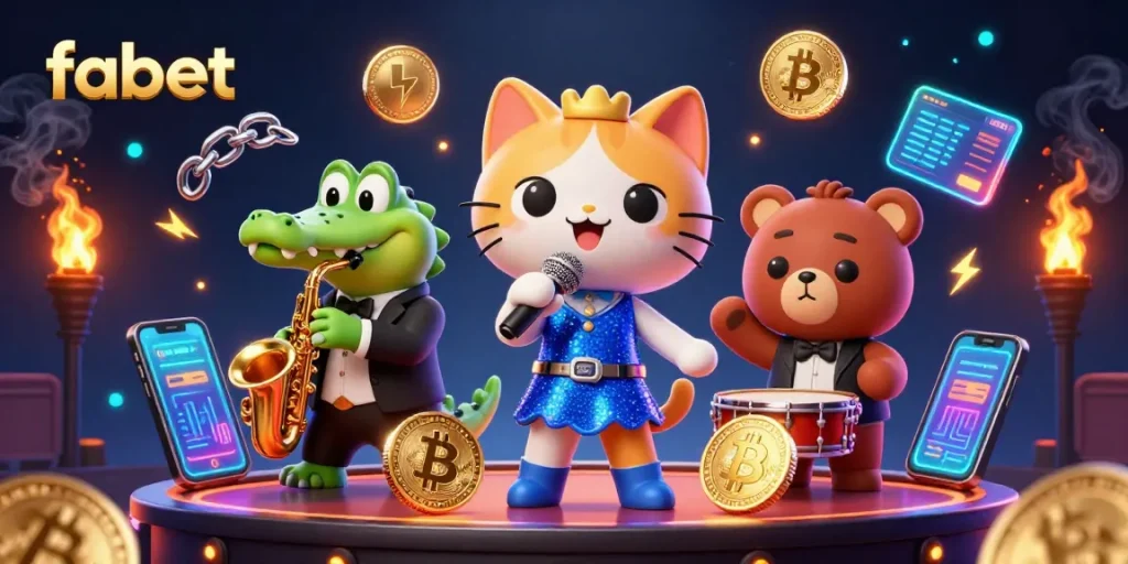 Experience fabet's vibrant casino atmosphere with animated characters in a thrilling musical performance.