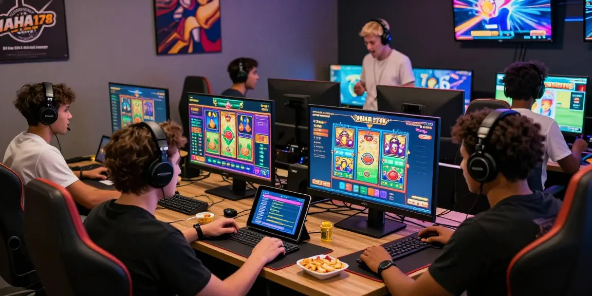 Engaged players experiencing the thrill of HAHA178 digital slot games in a vibrant gaming environment.
