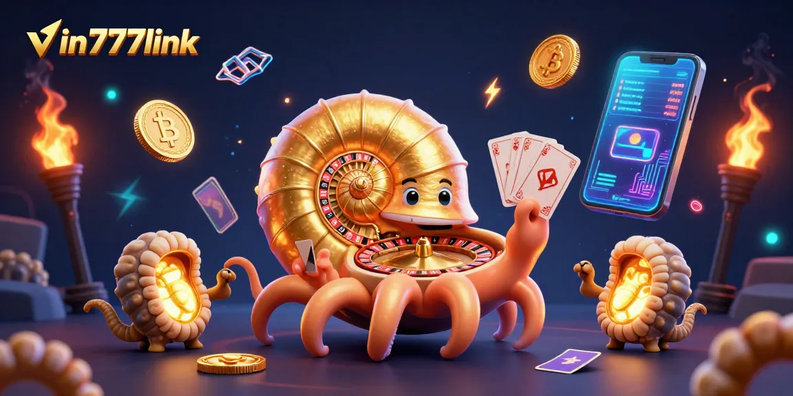 Spin the roulette wheel with vin777link's giant nautilus and glowing gold ammonites in a dynamic casino scene.
