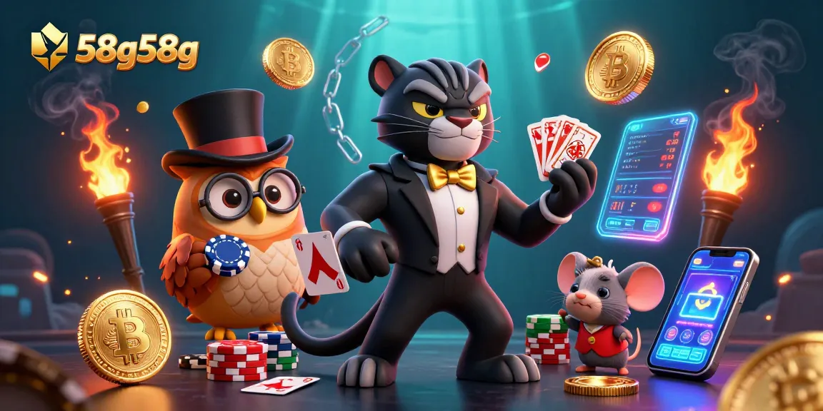 58g58g atraente visualização de cassino com pantera e coruja jogando cartas