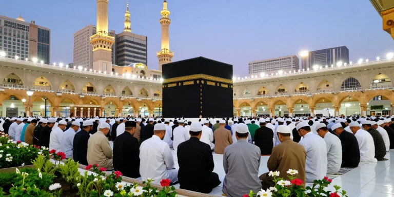 Experience the spiritual serenity of umroh Itikaf amidst pilgrims in Masjidil Haram, capturing the essence of devotion and community.