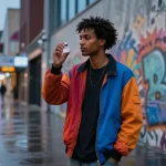 How Much Is A Gram Of DMT? Individual contemplating the purchase of DMT in an urban setting.