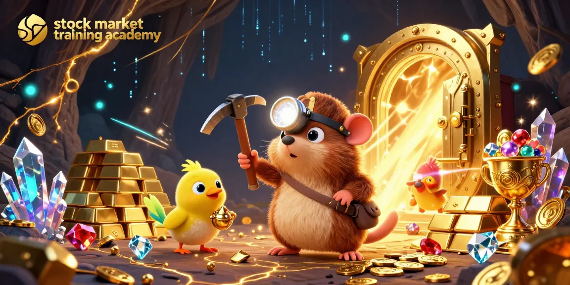 Engage with the stock market training academy while exploring a treasure-filled cave.