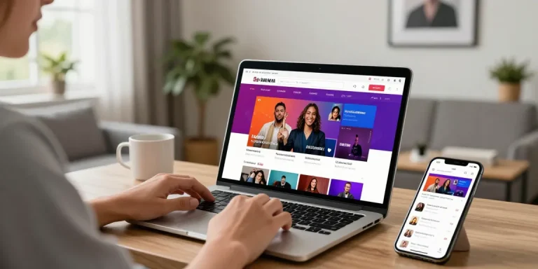 Engaging digital scene showcasing سكس زنوج content with a relaxed user exploring diverse categories on a laptop.