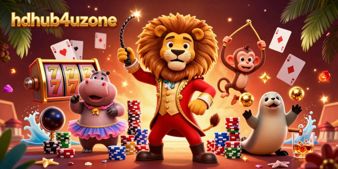 Mengalami keseruan bermain slot di hdhub4uzone dengan ilustrasi karnaval yang penuh warna dan elemen kasino yang menarik.