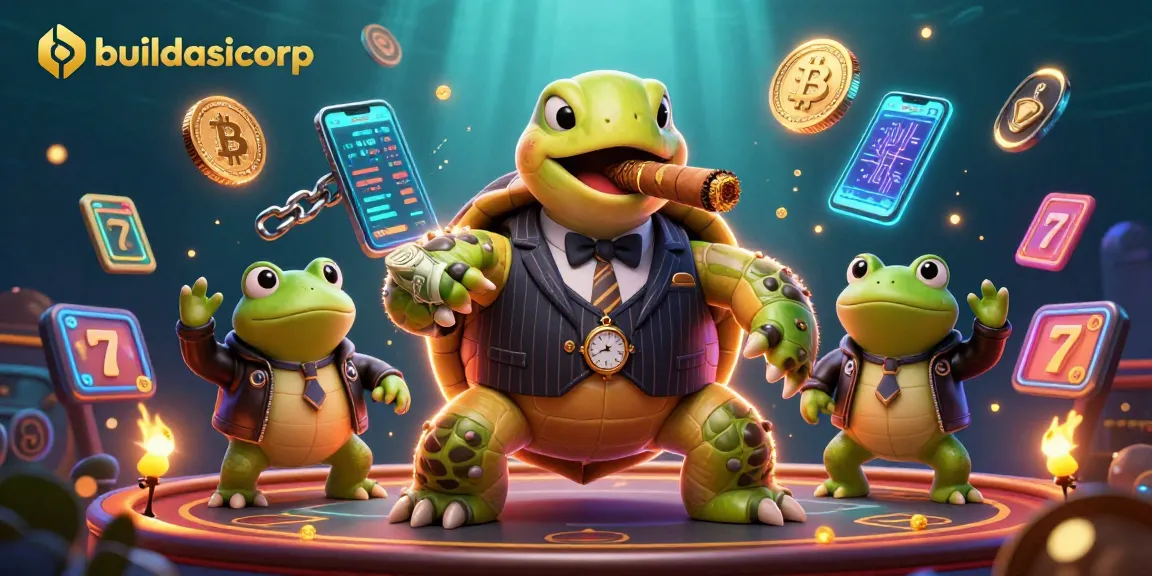 Engage in buildasiacorp's thrilling casino world with a 3D snapping turtle and bullfrog enforcers.