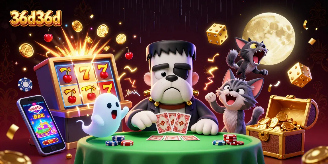 36d36d traz diversão com um bulldog Frankenstein e um gatinho lobisomem no cassino.